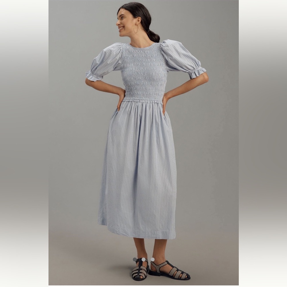 NWT Damson Madder (Anthropologie) puffed sleeve midi dress
